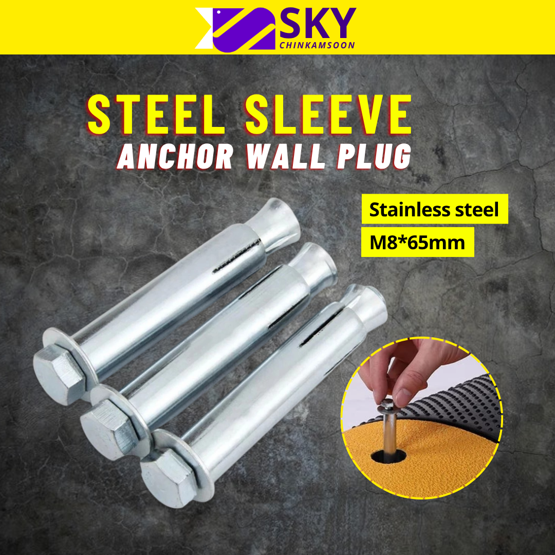 M8 Sleeve Anchor Wall Plug Besi Skru Dinding Simen Hexagon Screw Wall ...