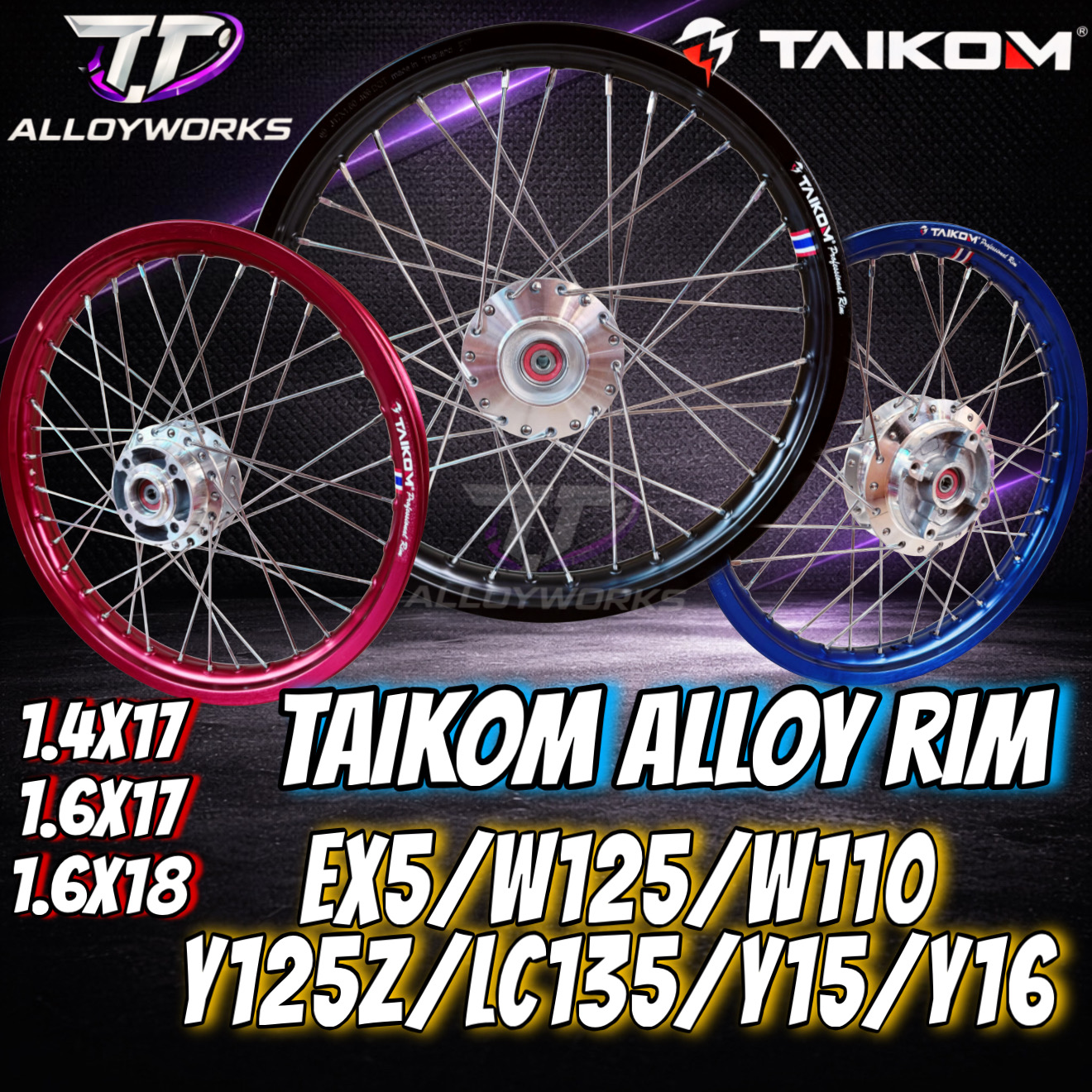 [2 DAY POS] TAIKOM EX5 W125 LC135 Y125Z LCV8 Y15 Y16 RIM ALLOY COMPLATE ...