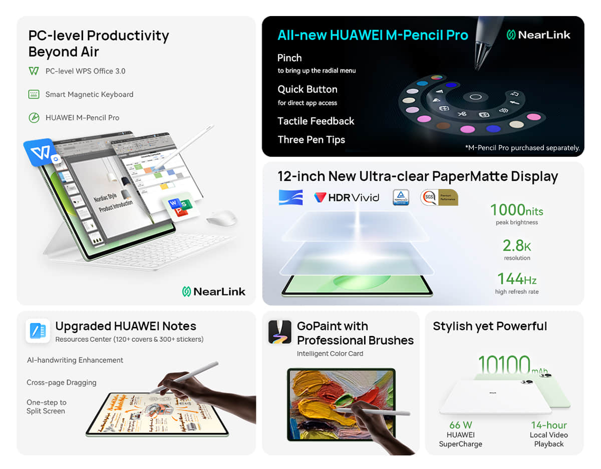 HUAWEI MatePad 12 X 2026 PC-level WPS Office 3.0 Ultra-clear PaperMatte ...