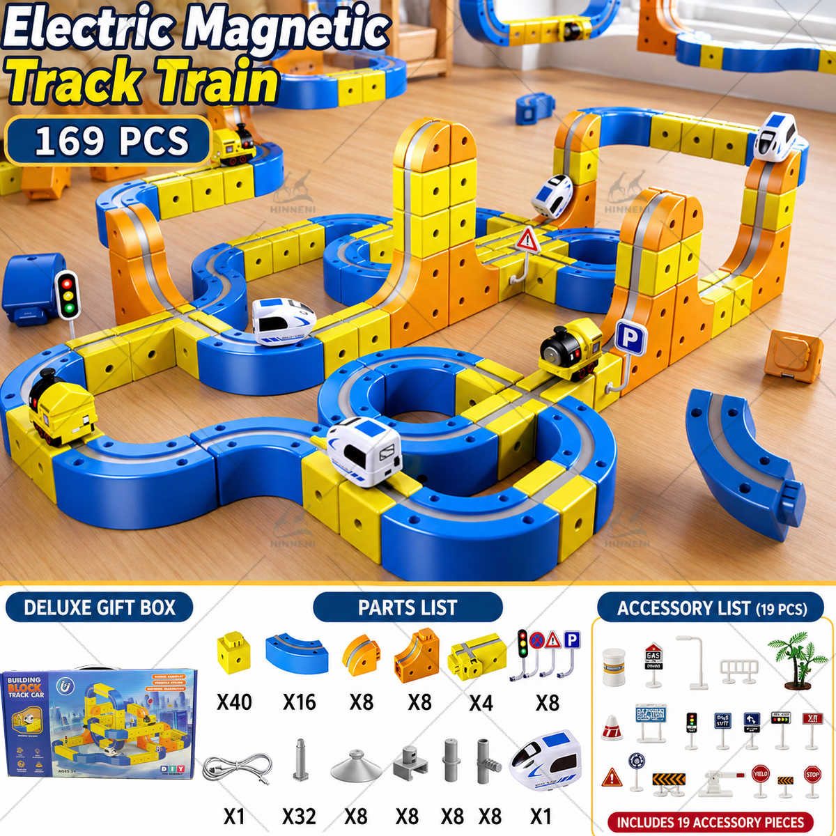 DIY Floating Magnetic Track Building Blocks Set STEM Montessori Toy ...