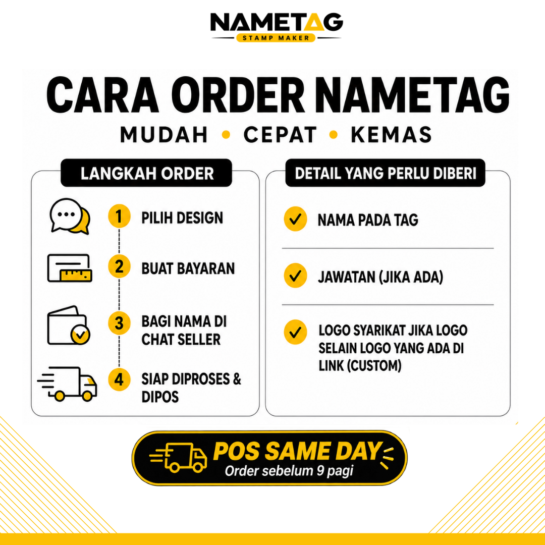 NAMETAG CUSTOM STAFF COMPANY | CUSTOM LOGO | PIN / MAGNET | Shopee Malaysia