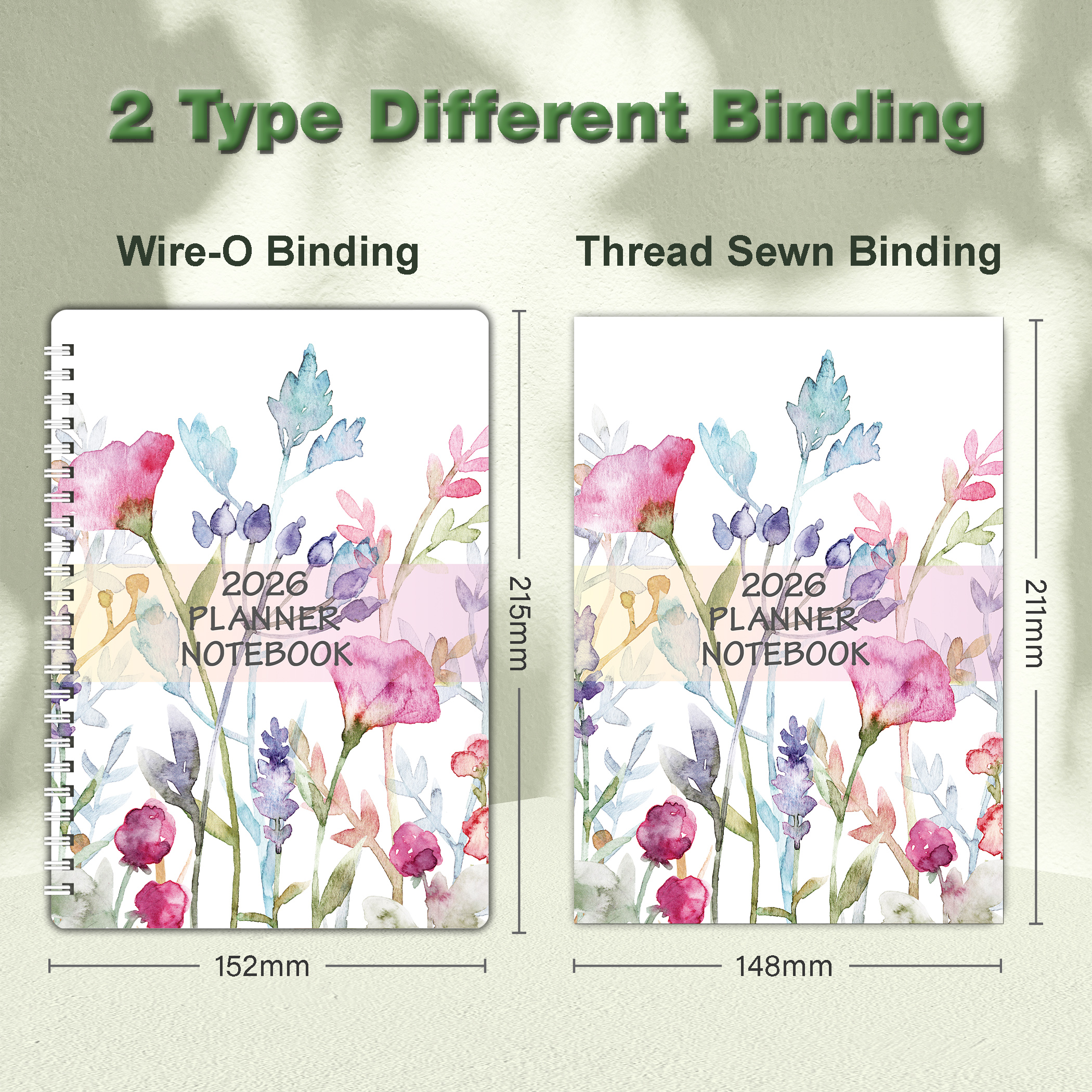 2026 A5 Wire O/Thread Sewn Planner diary week month year Journal Record ...
