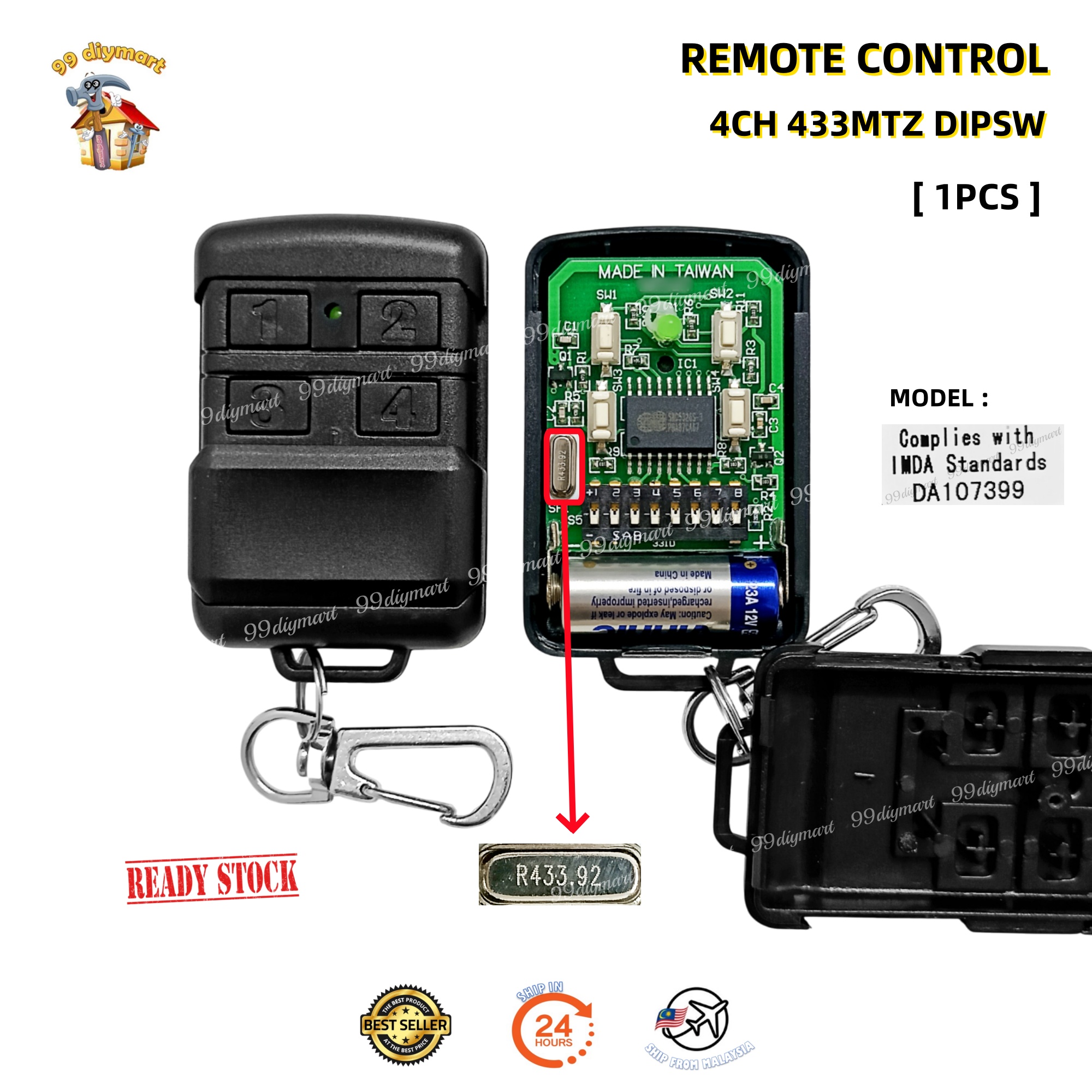Autogate AST-433SC Taiwan Kawalan Jauh 433mtz ( Remote / Receiver ...
