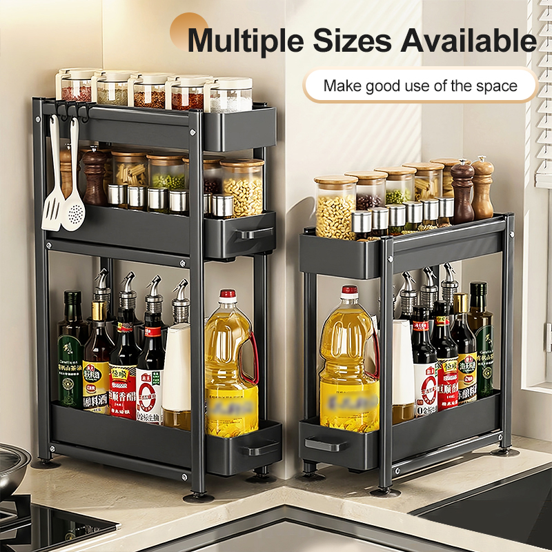 GSLIFE Pull Out Spice Rack Organizer Kitchen Seasoning Rack Organizer ...