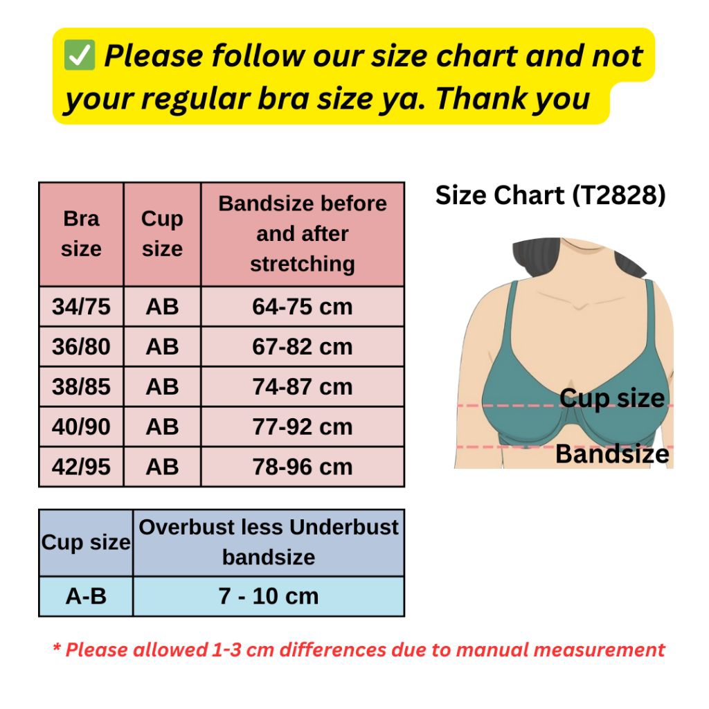 (T2828) Wireless Cotton Bra | Soft Cotton Thin Padding | Small Size ...