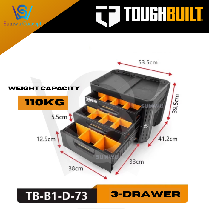 TOUGHBUILT StackTech Drawer Rolling Locking Box System Toolbox Storage ...