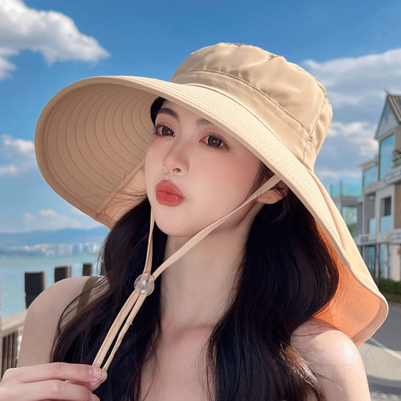 Women Sun Hat Sunproof Bucket Hat Topi Wanita UV Protection Adjustable ...