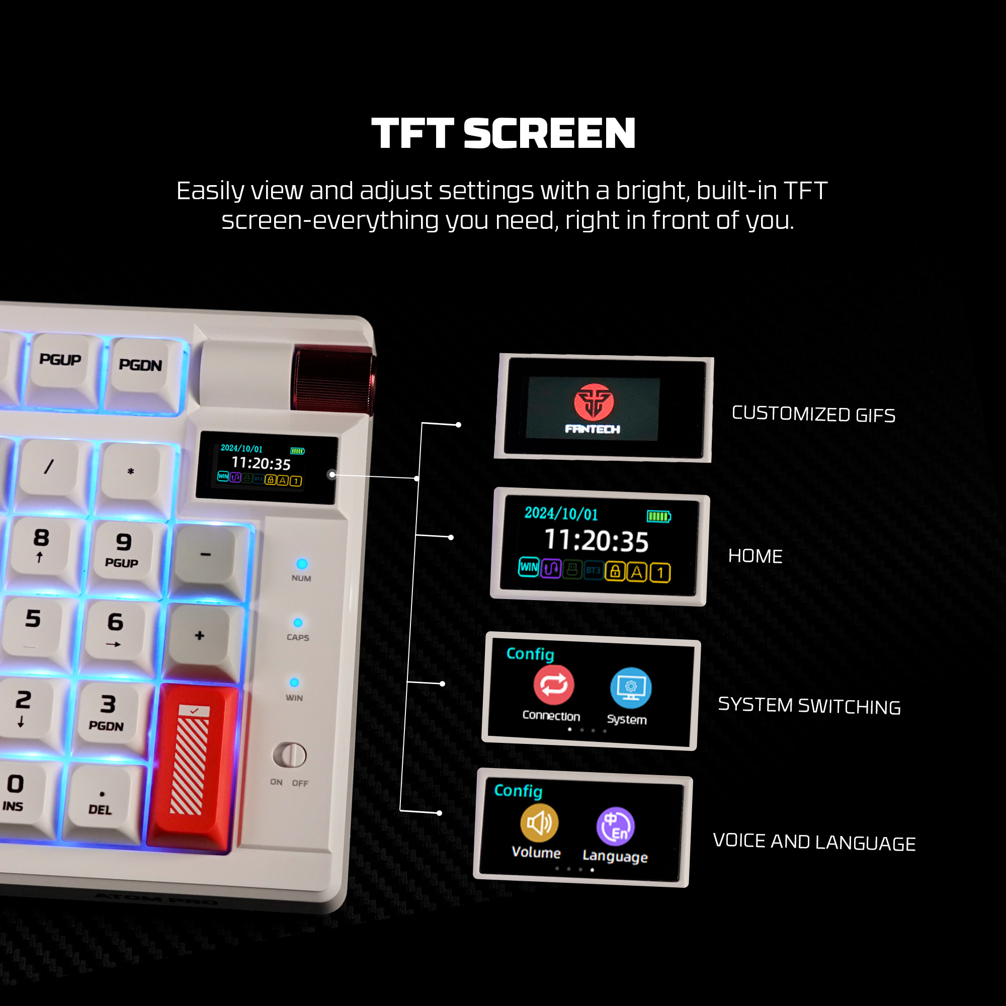 Fantech Atom Pro97 MK918 Wireless Mechanical Keyboard | Smart Display ...