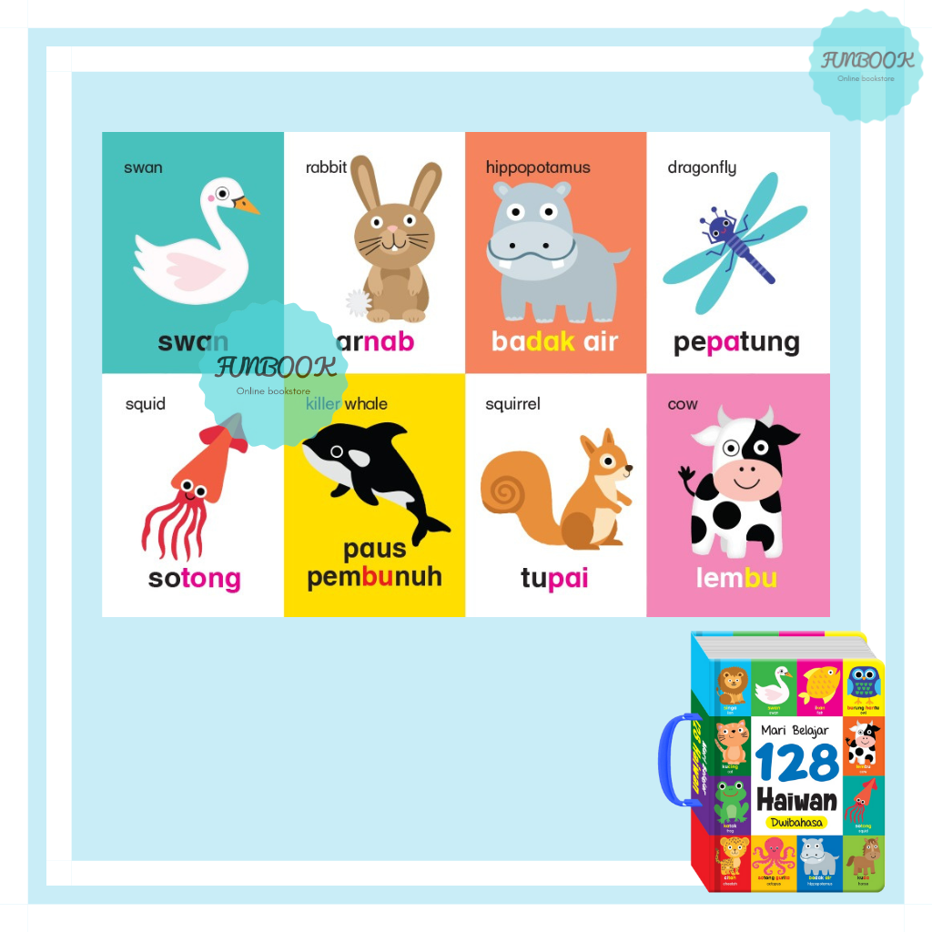 [FUNBOOK] Mari Belajar 128 Perkataan / Haiwan / ABC 123 Badan Saya ...
