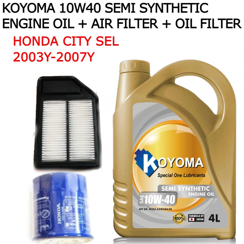 HONDA CITY SEL 2003y-2007y AIR FILTER + OIL FILTER + KOYOMA 10W40 SEMI ...