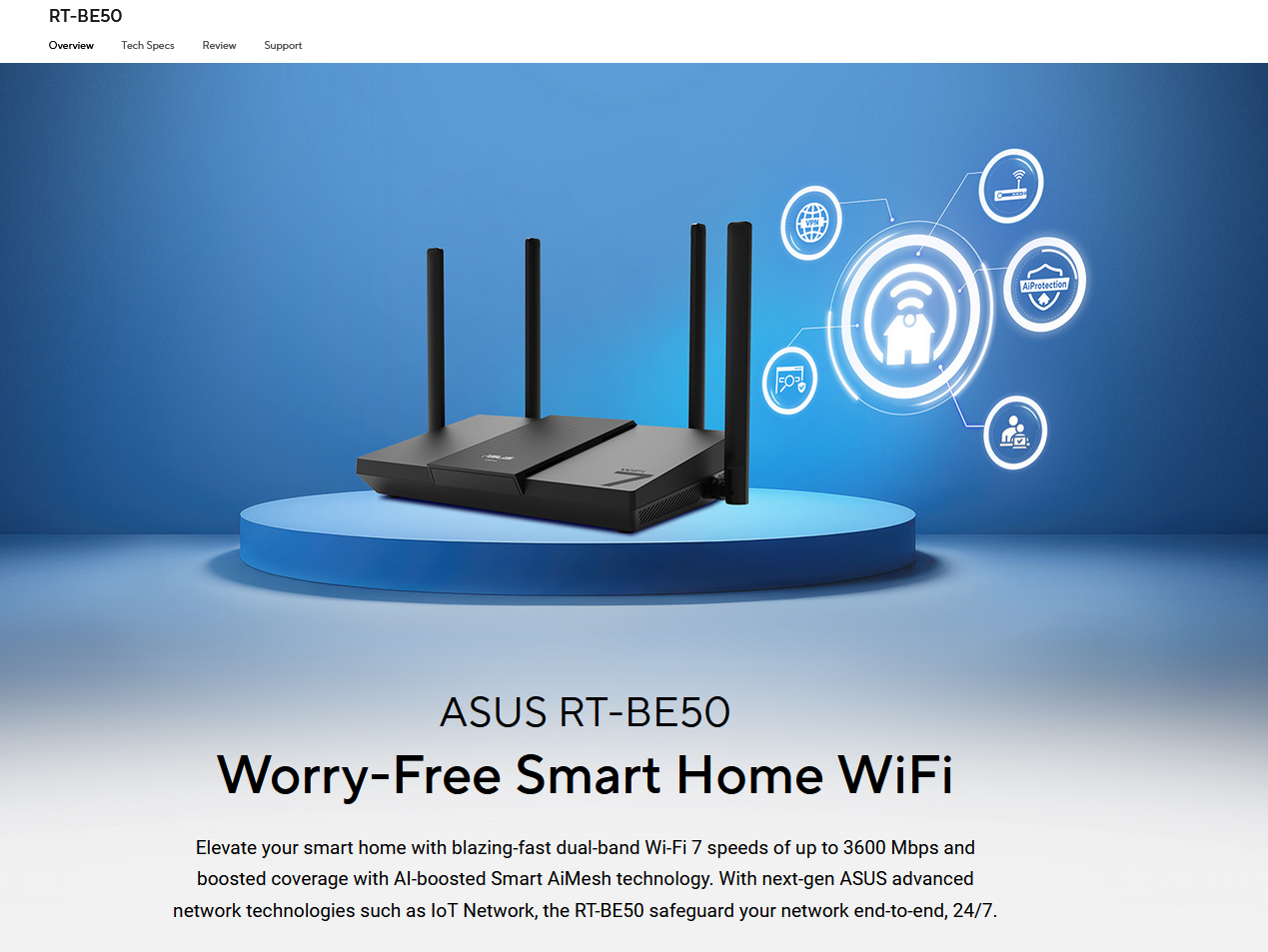 ASUS RT-BE50 (dual-band Wi-Fi 7 router) 3600 Mbps and boosted coverage ...