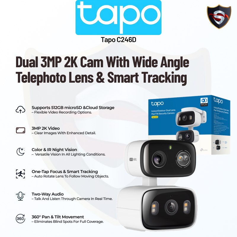 Tapo C246D 2K AI Smart Camera Dual Lens CCTV | Color Night Vision ...