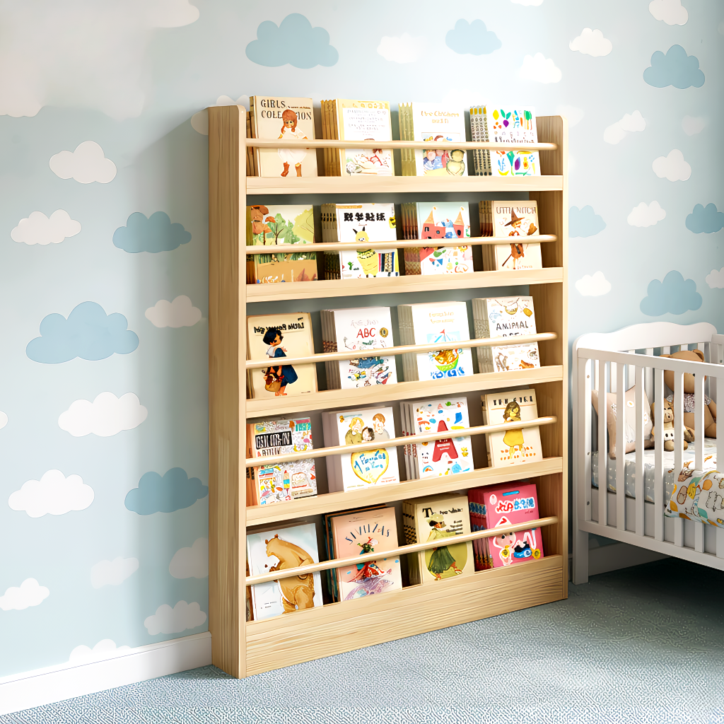 Wooden Book Shelf Rak Buku Bookcase Against Wall Book Rack Bookshelf ...