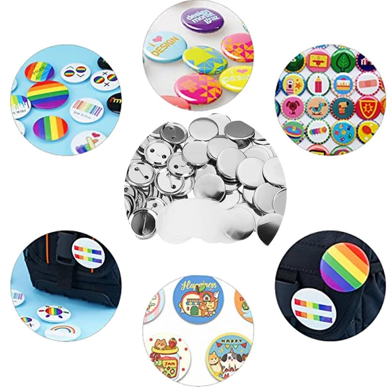 58mm 100/200/300/400/500pcs Metal back DIY Badge Button Pins Blank Raw ...