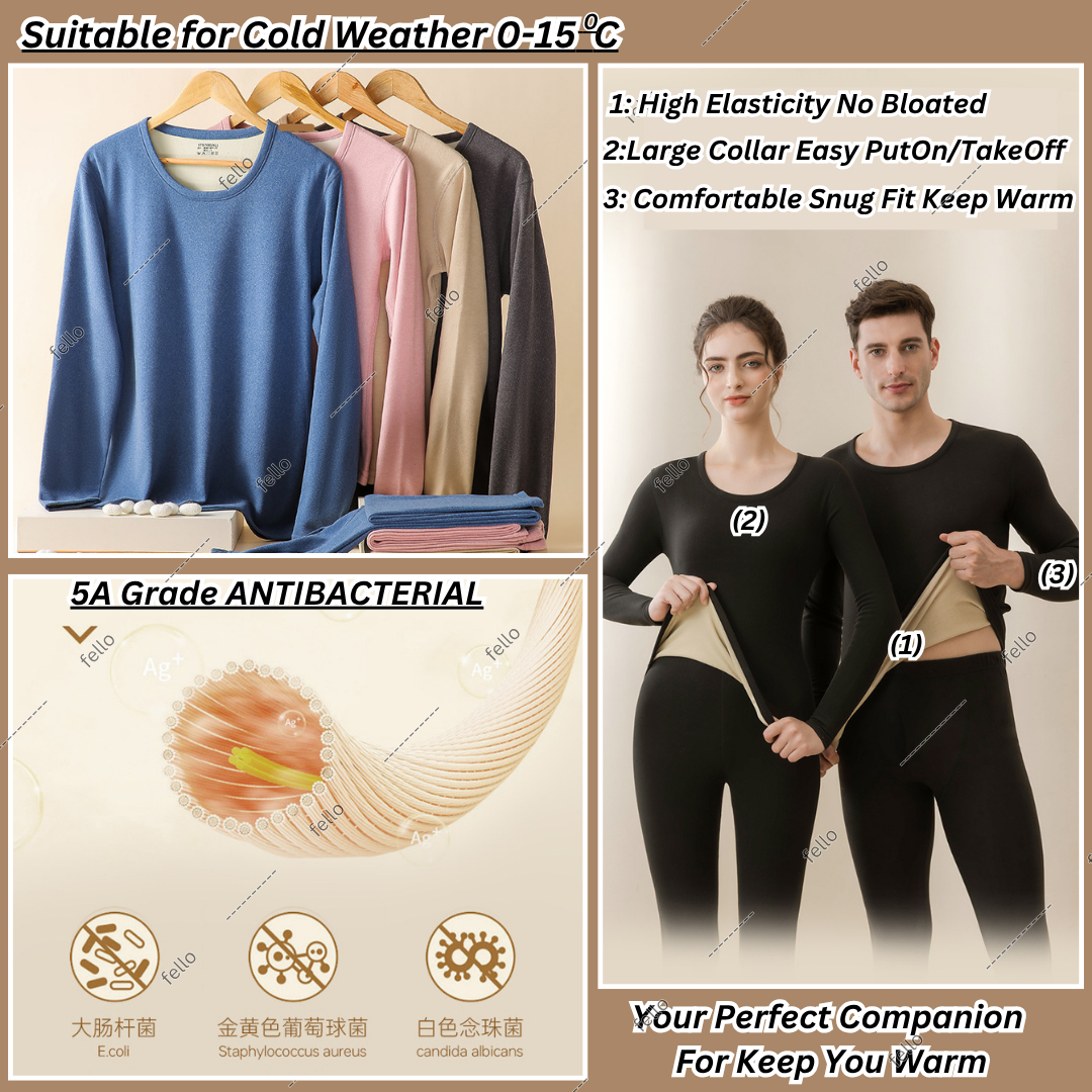 Men Women Winter Inner Wear Warm Silk Wool Thick Thermal Long Johns ...