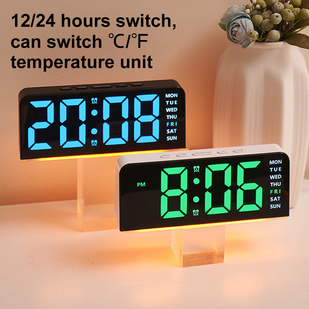 INSMART Smart LED Digital Clock with Ambient Lighting Dual Alarm ...