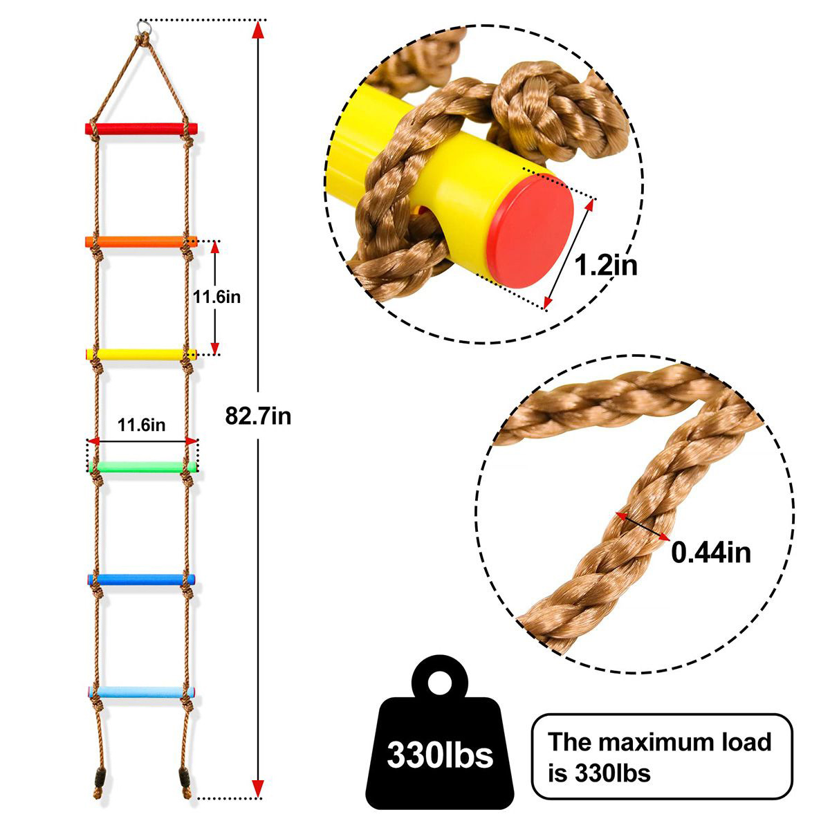 Kids Hanging Rope Colorful Ladder Climbing Toy Wooden Rope Fitness ...