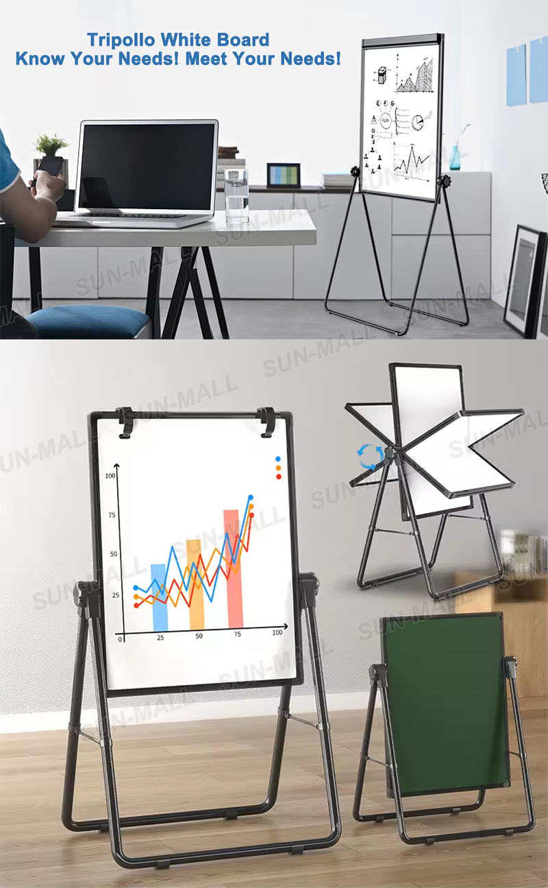 Magnetic Whiteboard 360° Rotatable U Shape Height Adjustable Aluminum ...