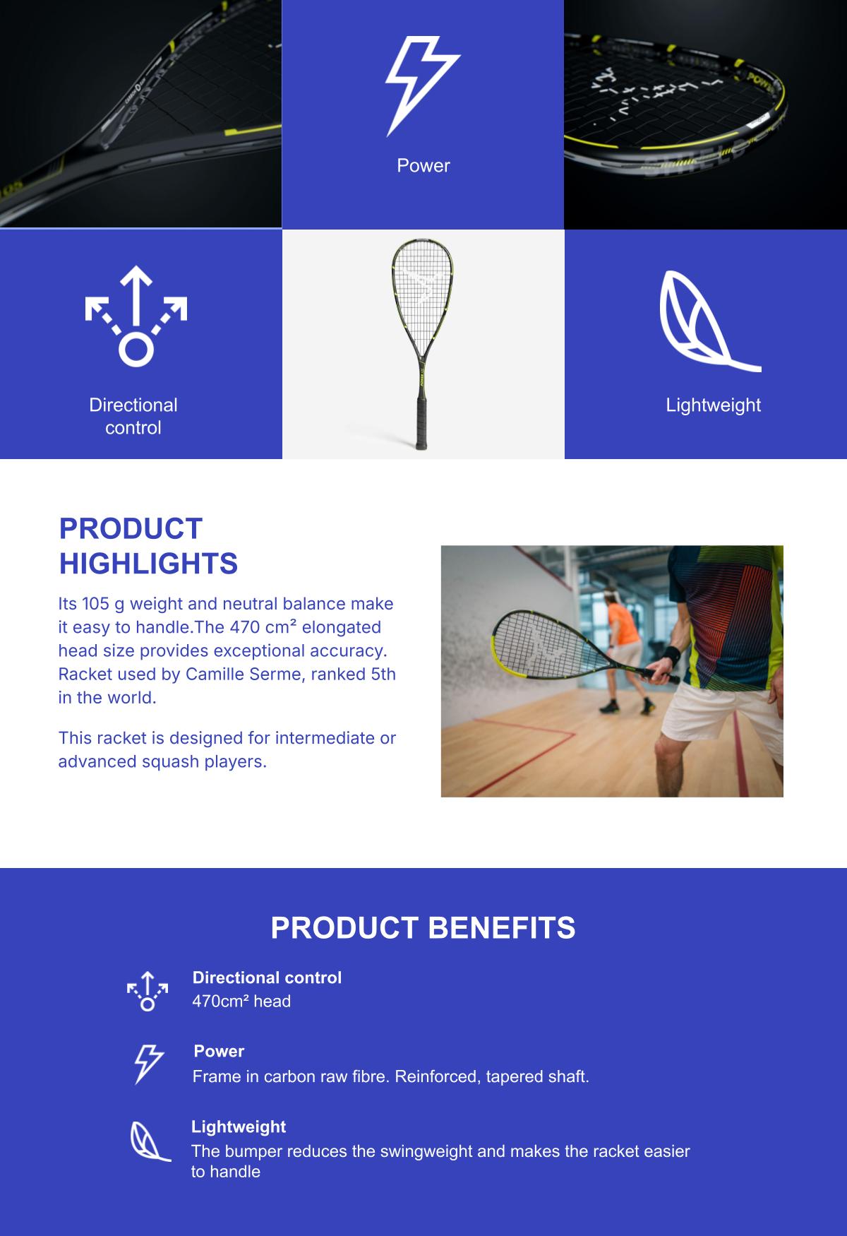 Decathlon Squash Racket SR 900 Power 105 - Perfly | Shopee Malaysia