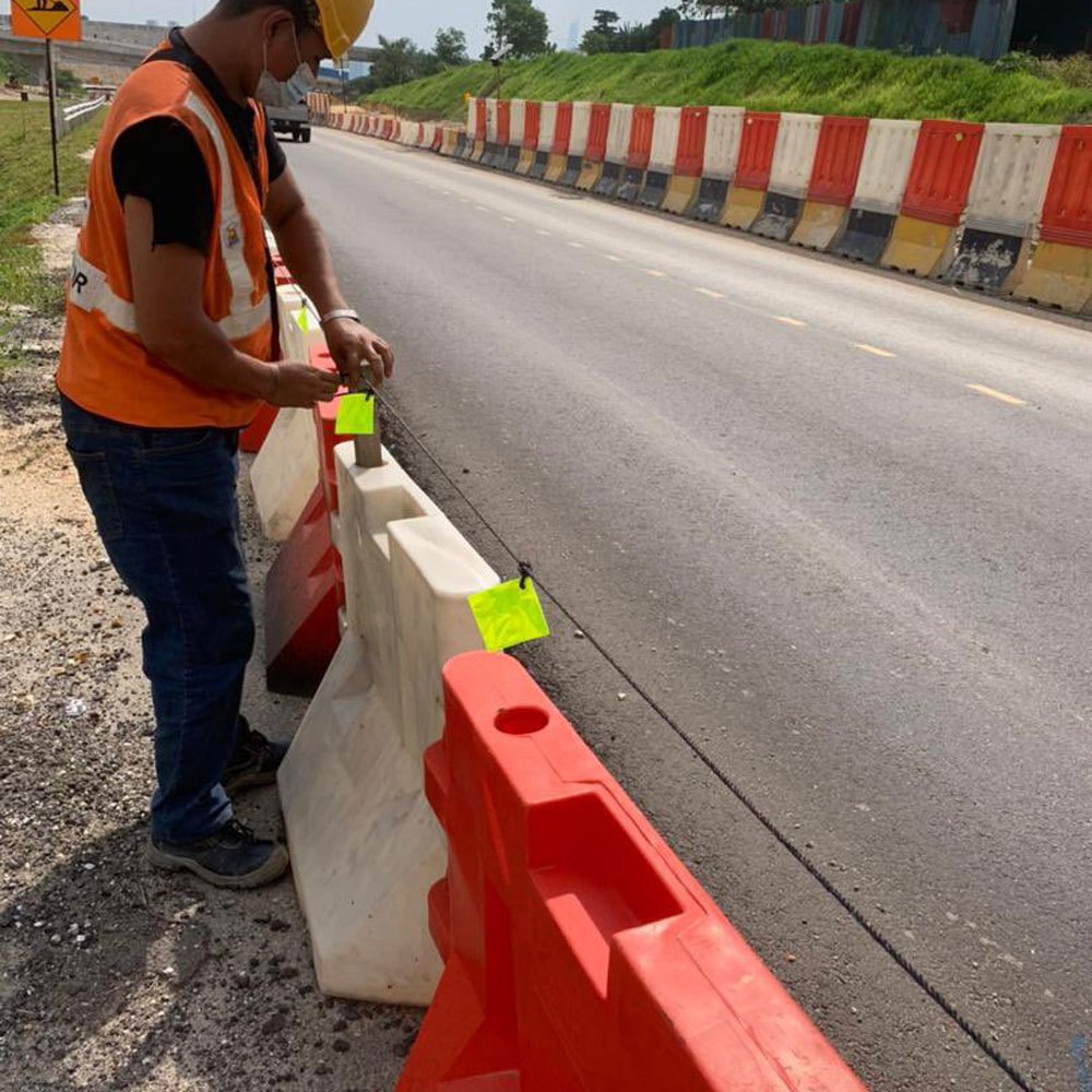 50m Orange/Yellow Safety Reflective Delineator String Rope Barrier ...