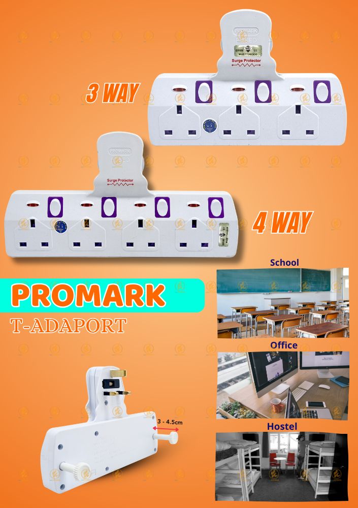 (SIRIM) PROMARK T-ADAPORT Heavy duty extension plug Soket plug with ...