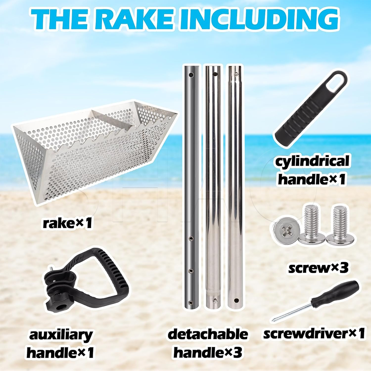 Beachcombing rake Seafood Rake Stainless Steel Sand Sieve Cleaning mesh ...