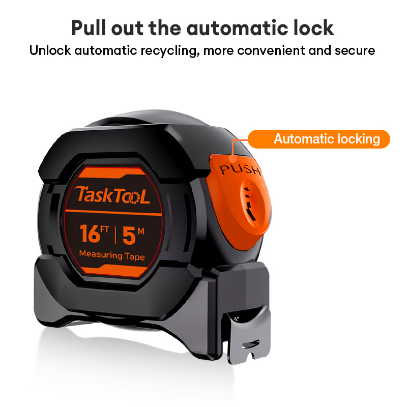 TASKTOOL Fluorescent Measuring Tape - Auto Lock Steel Tape Measure With ...