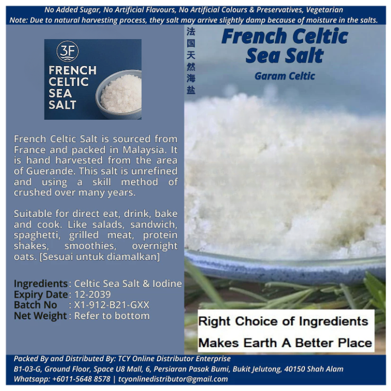 [HALAL] Natural French Celtic Sea Salt Fine Ground 100g/ 250g/ 500g 法国 ...