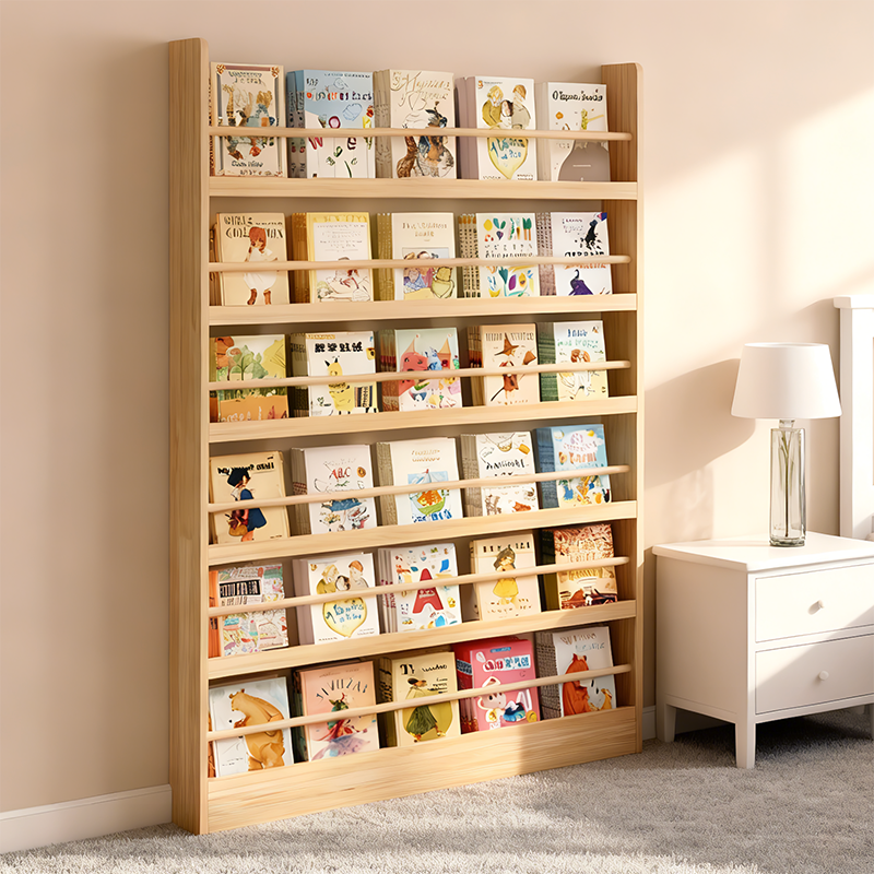 Wooden Book Shelf Rak Buku Bookcase Against Wall Book Rack Bookshelf ...