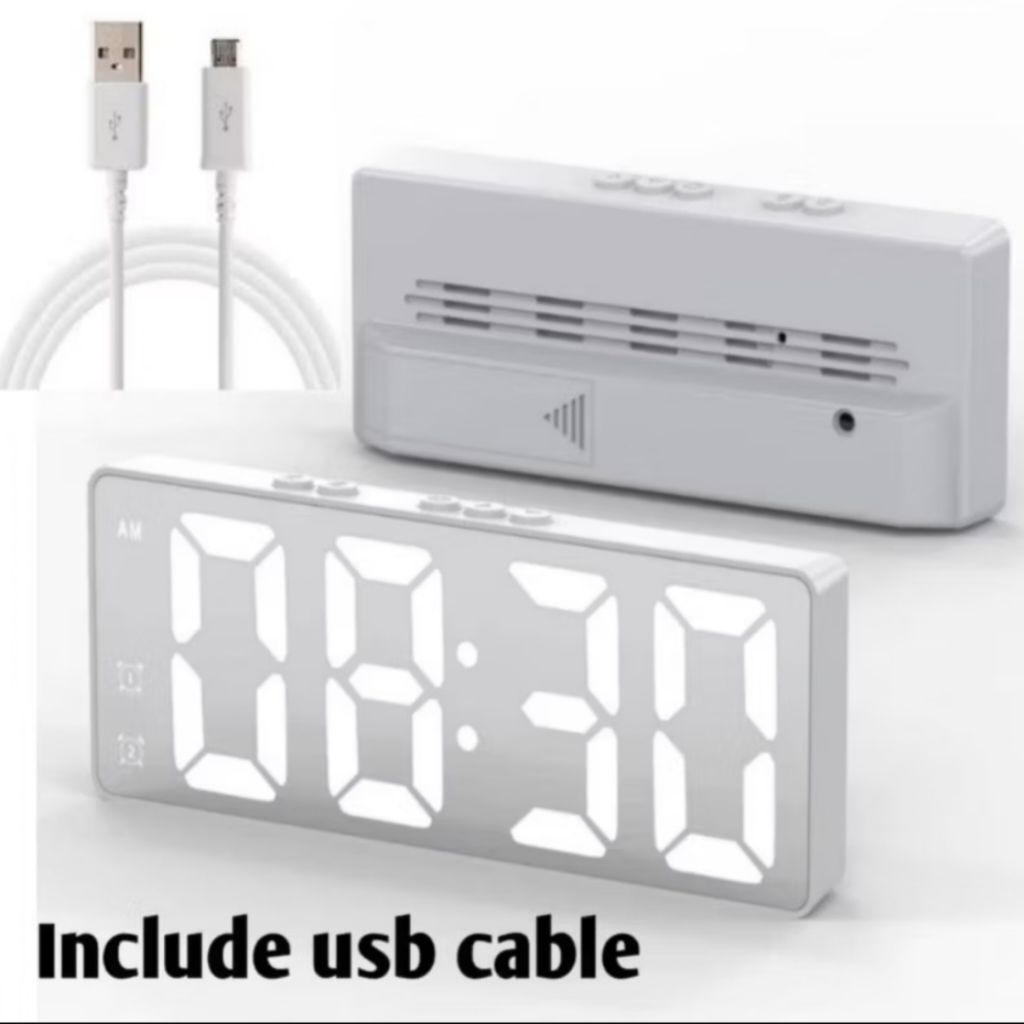 3d digital luminous led mirror table clock jam dinding wall clock alarm ...
