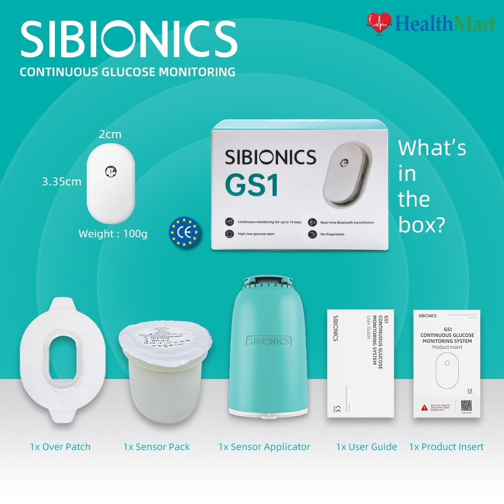 SIBIONICS GS1 CGM 24h Real Time Glucose Monitoring System 1Unit Finger ...