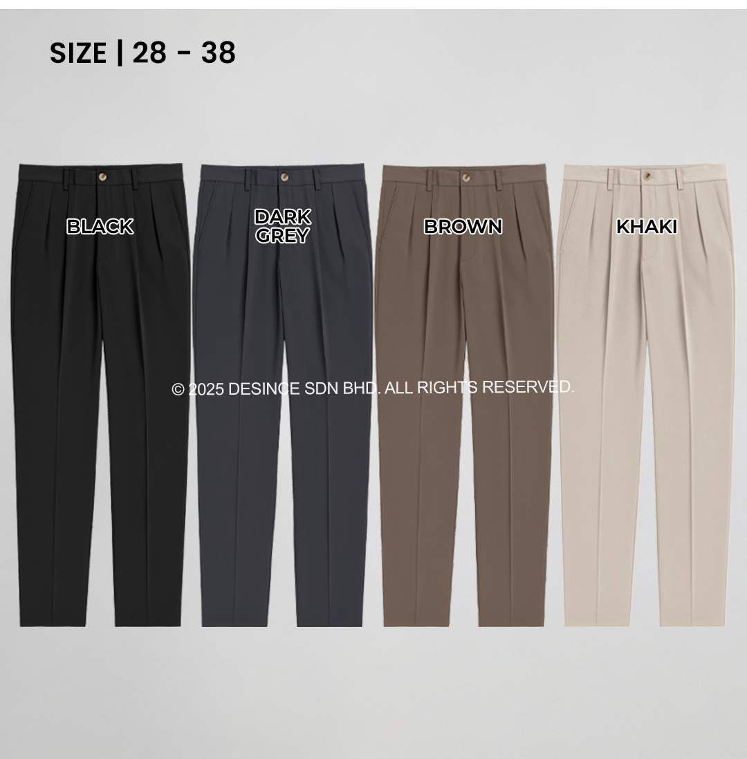 DESINCE Men Regular Fit Straight Cut Slacks Business Pants Polyester ...