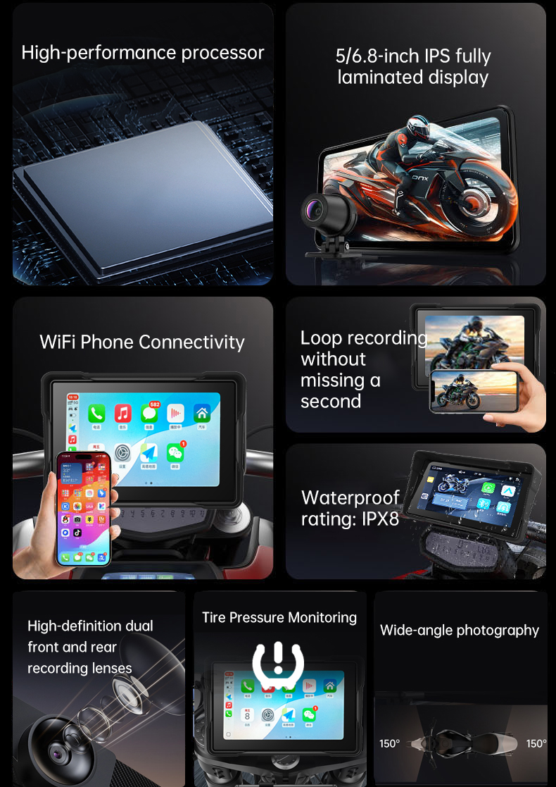 SOARFLY Motorcycle Navigation System carplay motorcycle TPMS Connect ...