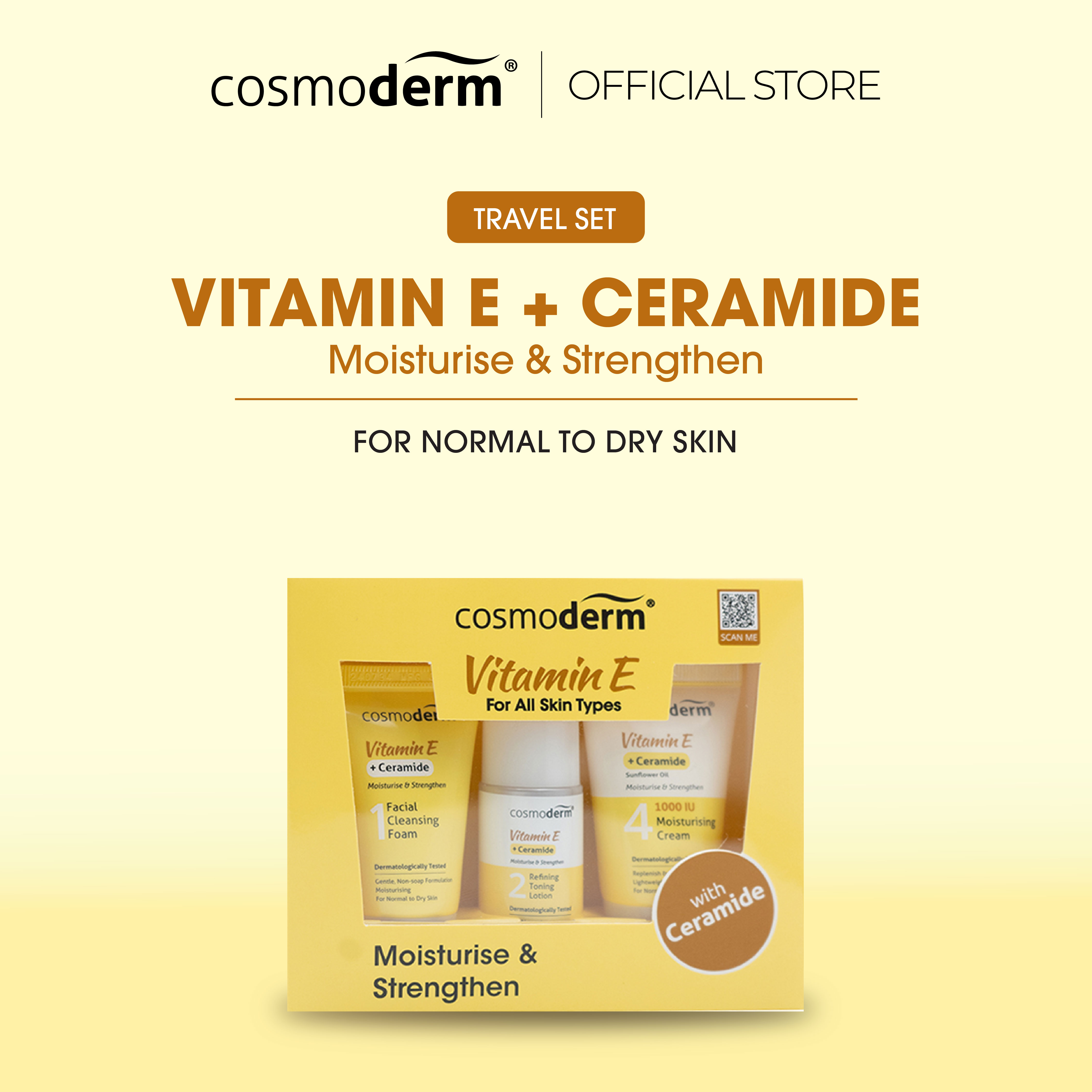 Cosmoderm Vitamin E + Ceramide Travel Set (Moisture & Strengthen), Acne ...