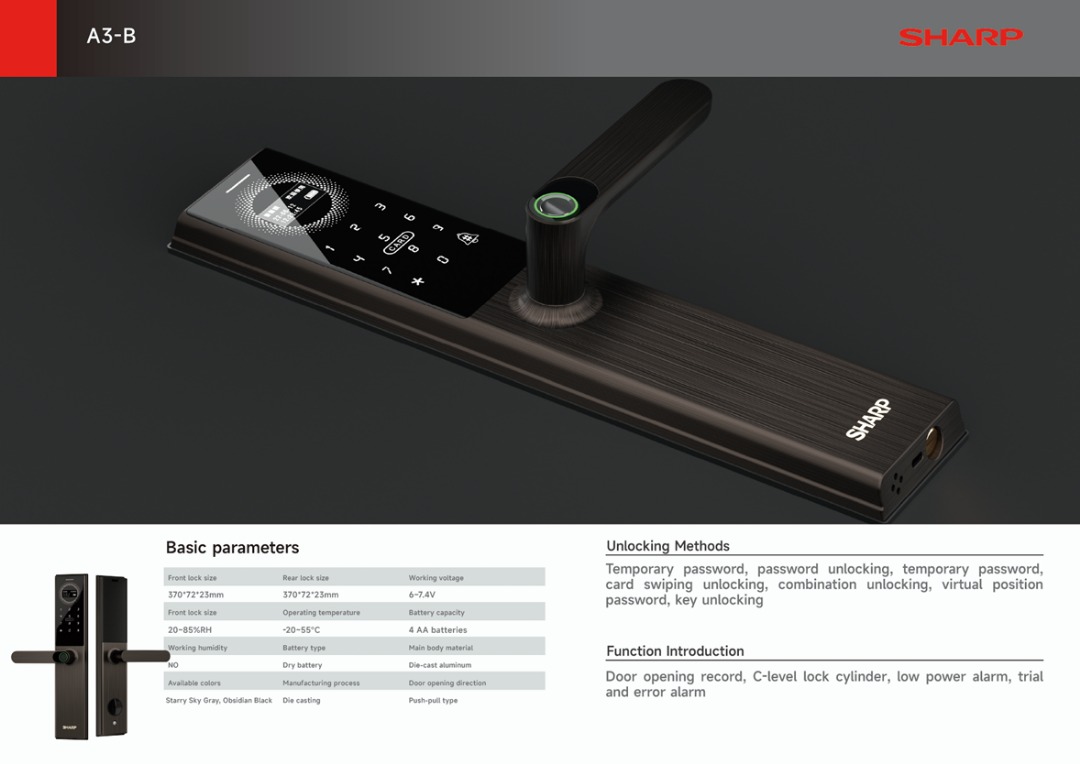 Sharp A3-B One Grip Smart Lock | Installation Available | 2 Years ...