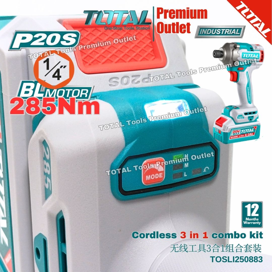 TOTAL Tools Limited Edition 20V series Cordless 3 in 1 COMBO set 无线工具3合 ...