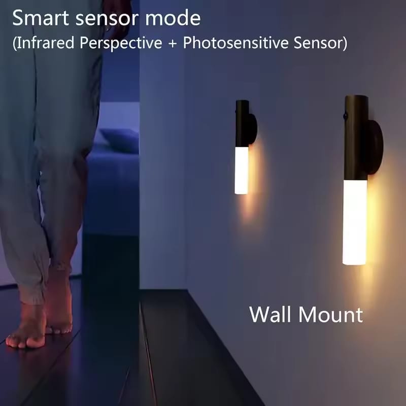 Smart Motion Sensor Night Light LED Rechargeable Magnetic Wall Lamp ...