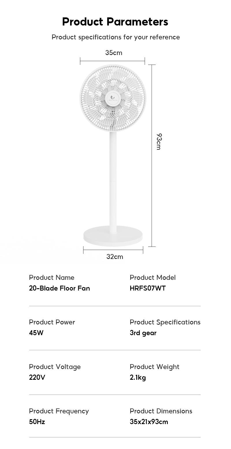 HAN RIVER 20 Blade Kipas Berdiri Electric Stand Fan Adjustable Fan ...