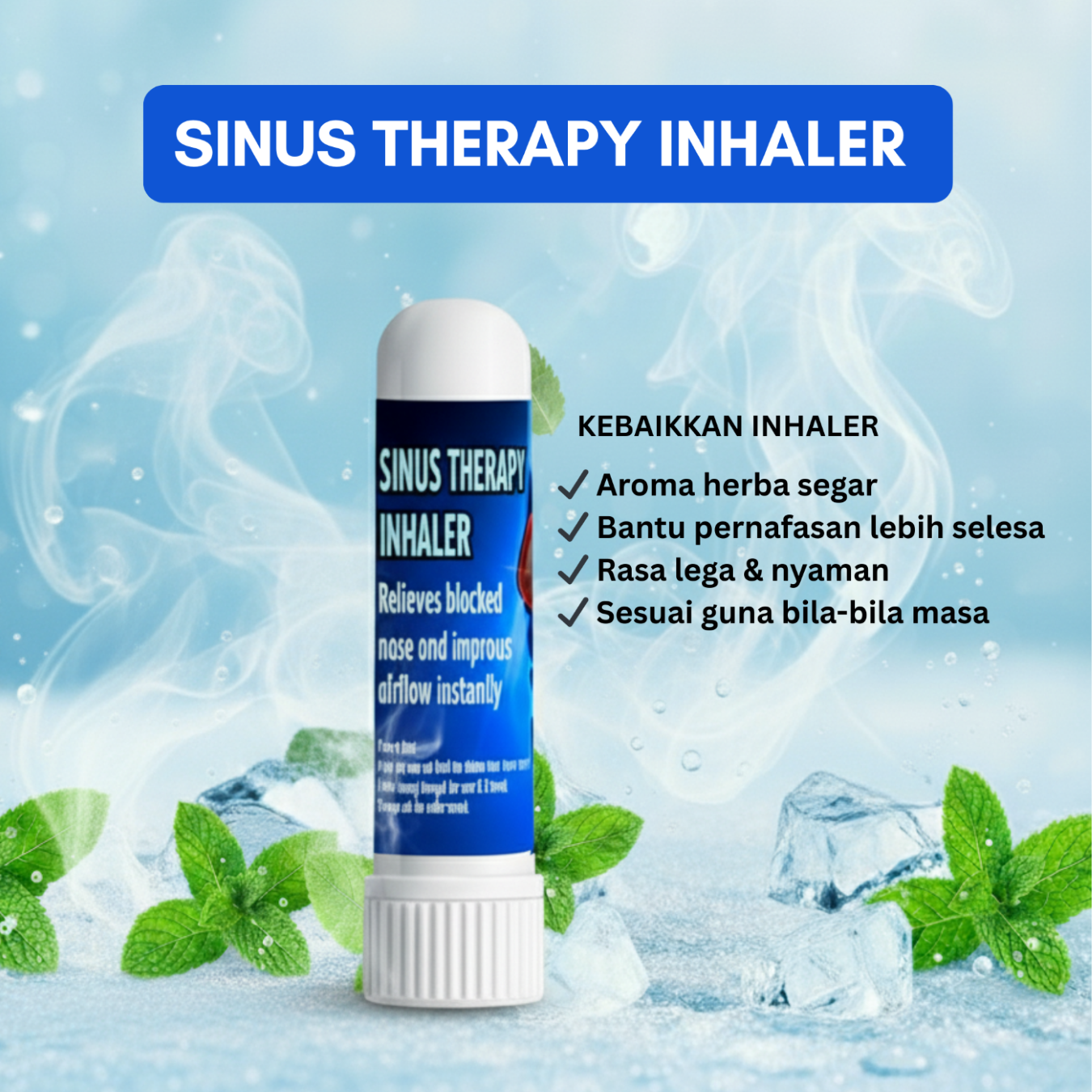 SINUS STICK RESDUNG INHALER HERBA FRESH AROMATERAPHY ASTHMA SINUS CARE ...