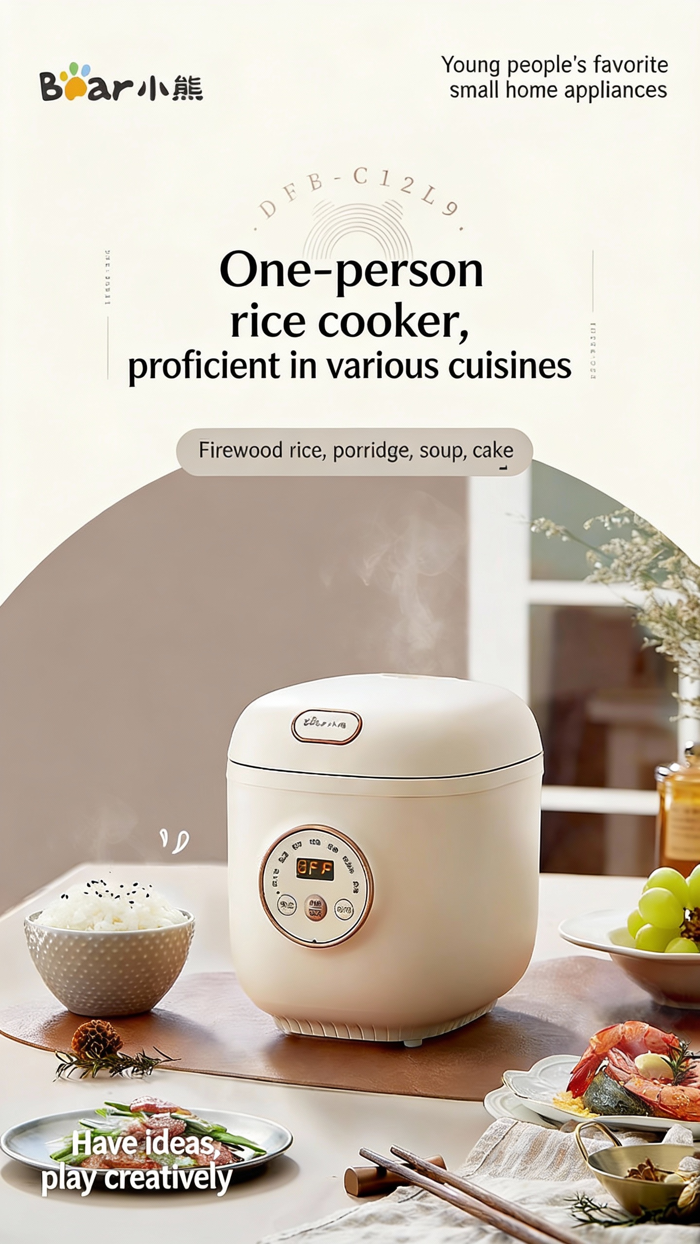 Bear Mini Rice Cooker, Smart, Non-stick Inner Pot, Multifunctional for ...