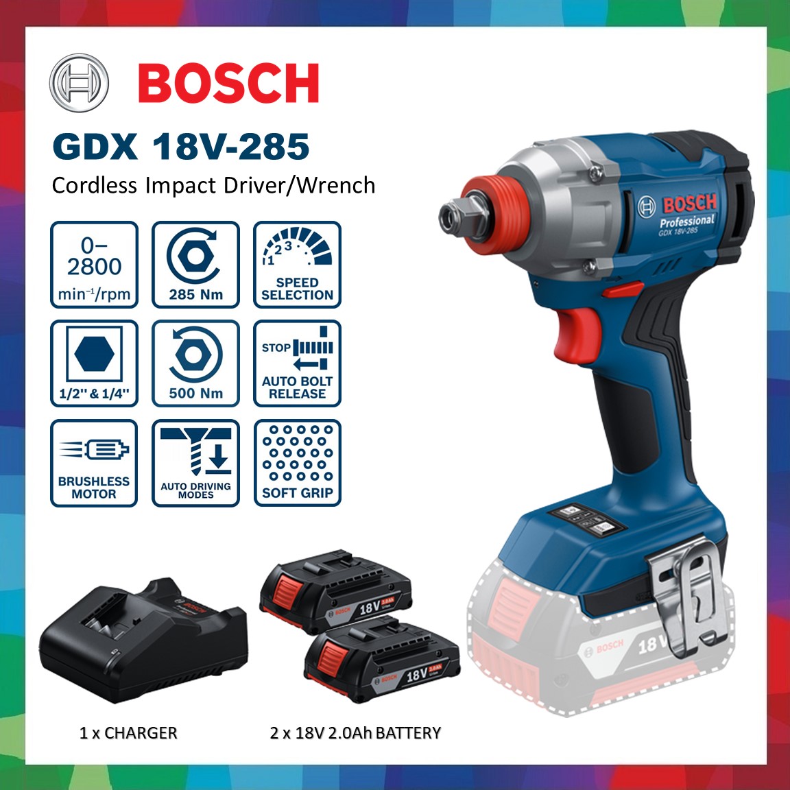 BOSCH GDX 18V-285 Cordless Impact Wrench Driver GDX18V-285 / Replace ...