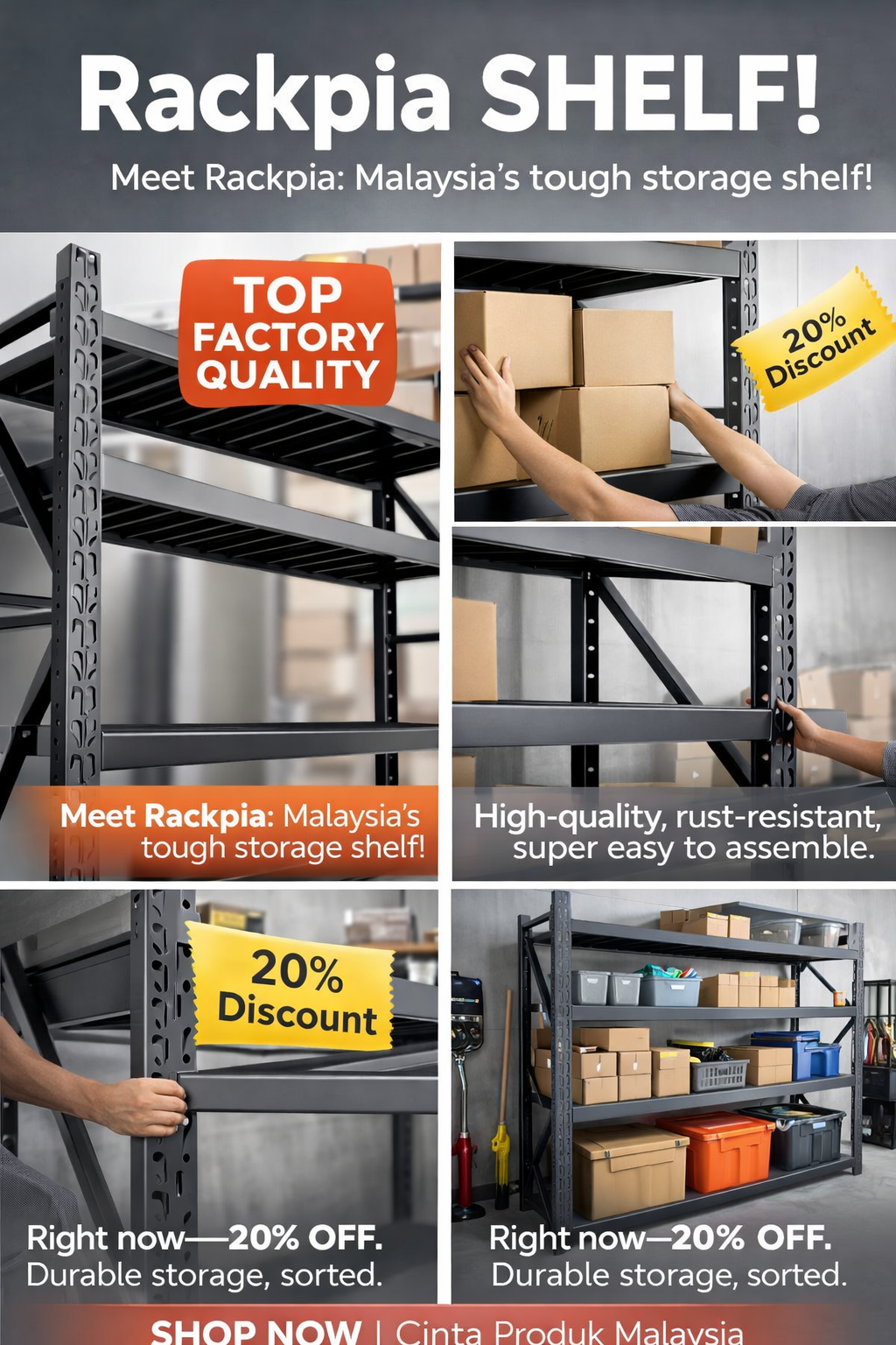 Heavy Duty Rack Boltless Rack Warehouse Storage Rack Shelf Rak Besi ...
