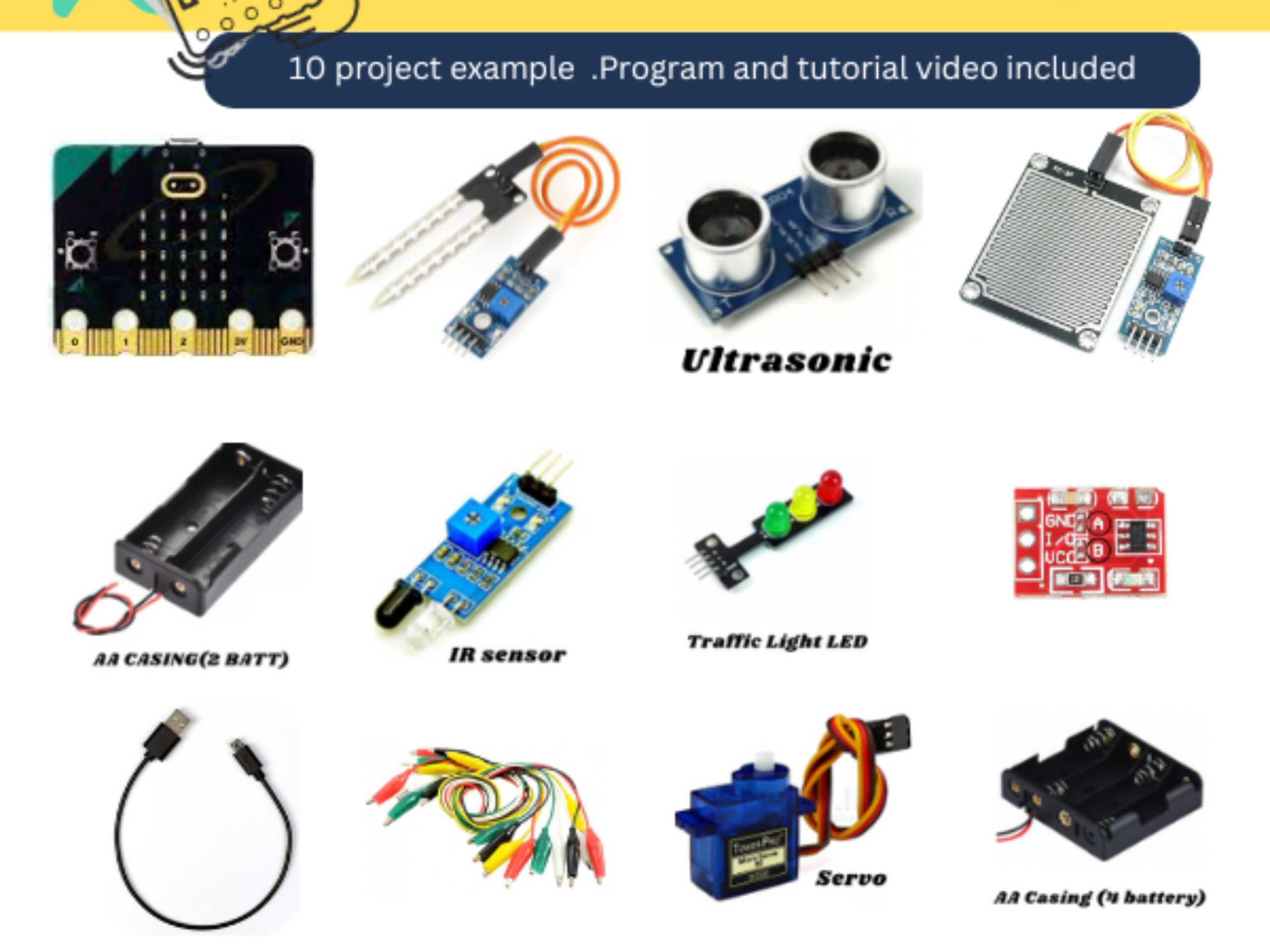 RBT learning kit micro:bit v2 Design with Full 10 sample project with ...