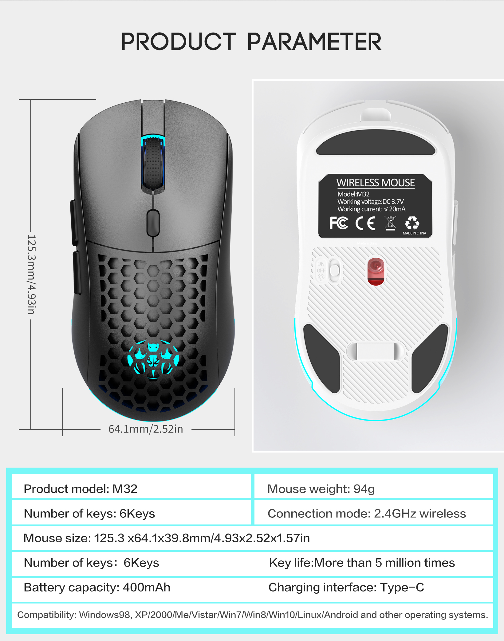 INKER M32 Wireless Gaming Mouse 2.4GHz | RGB Backlit | Office & Gaming ...