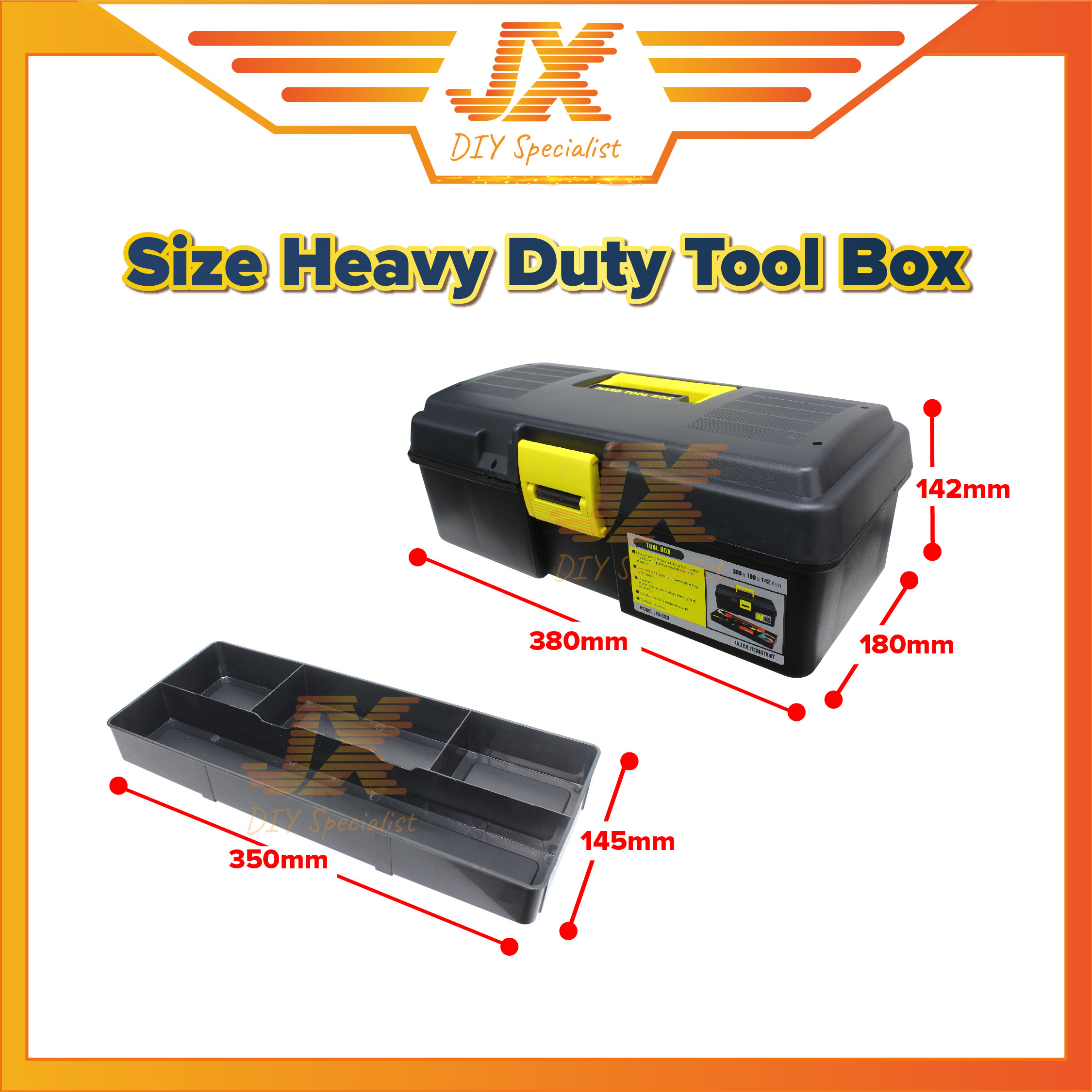 15 Inch Heavy Duty Quality Plastic Tool Box Hardware Multipurpose ...