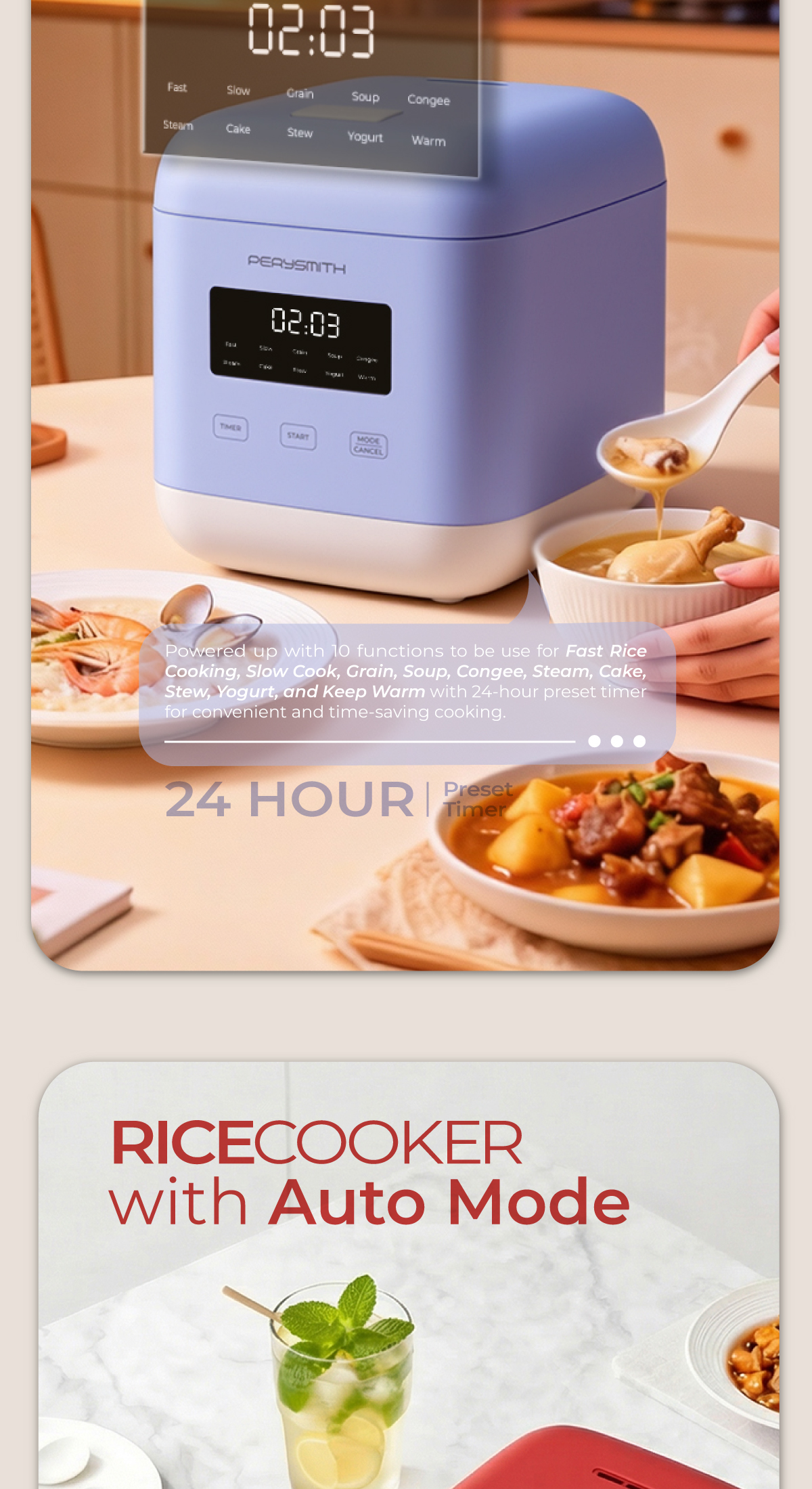 PerySmith Q11 Multi Function Rice Cooker EasyCooking Series | Shopee ...