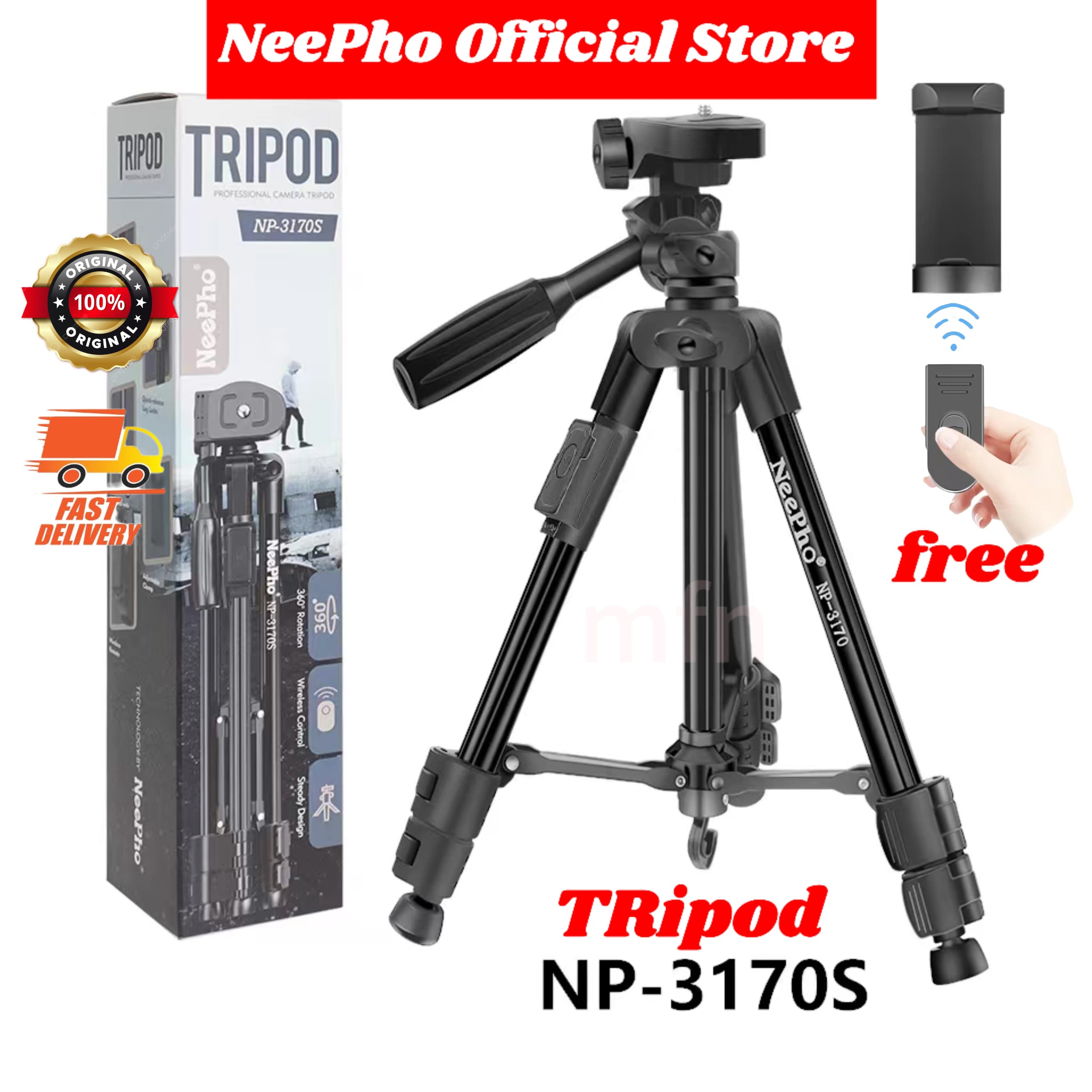 Neepho Tripod 3160S/3170S/3180S/ Phone/Camera Stand Premium Alloy ...
