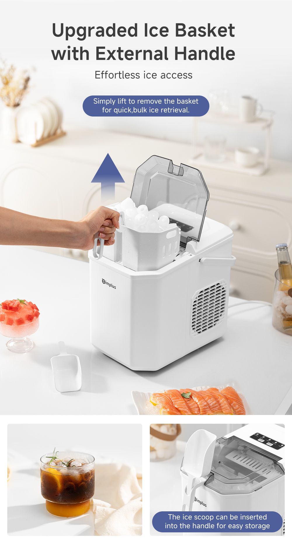 Simplus Ice Maker | 12kg Homemade Ice Cubes | 24h Reservation | Auto ...
