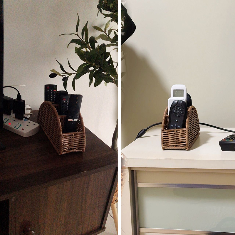 Rattan TV Remote holder,4-Slots Boho Organizer Box for TV/Aircond ...