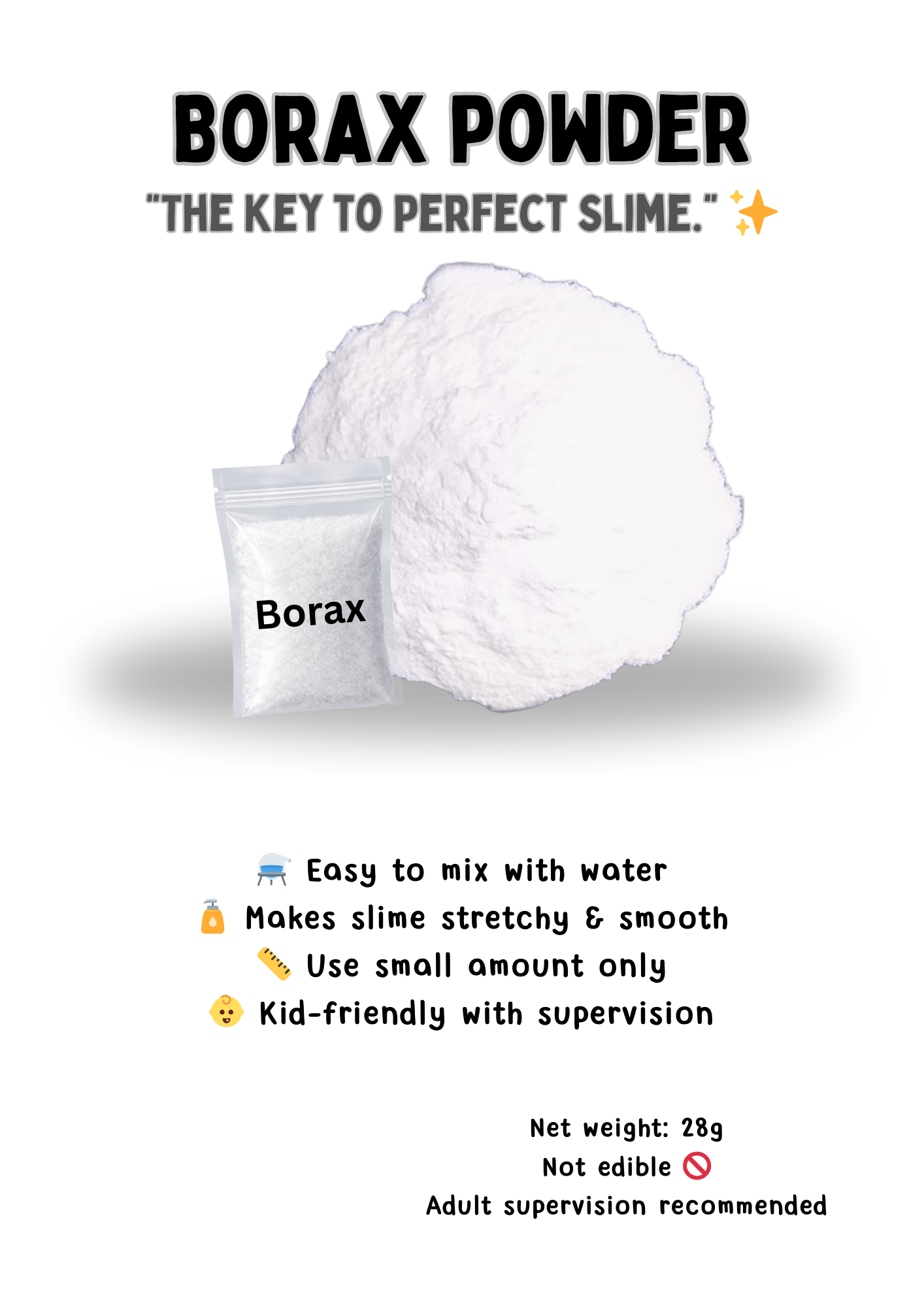 Borax Powder for make slime solution/activator 28g | Shopee Malaysia